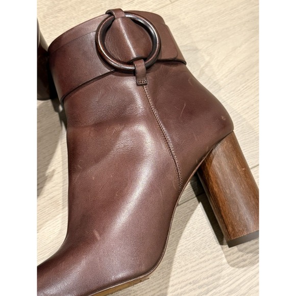 Sezane Sara High Booties Ankle Heeled Boots Size 38 7 Brown Leather - Picture 2 of 12